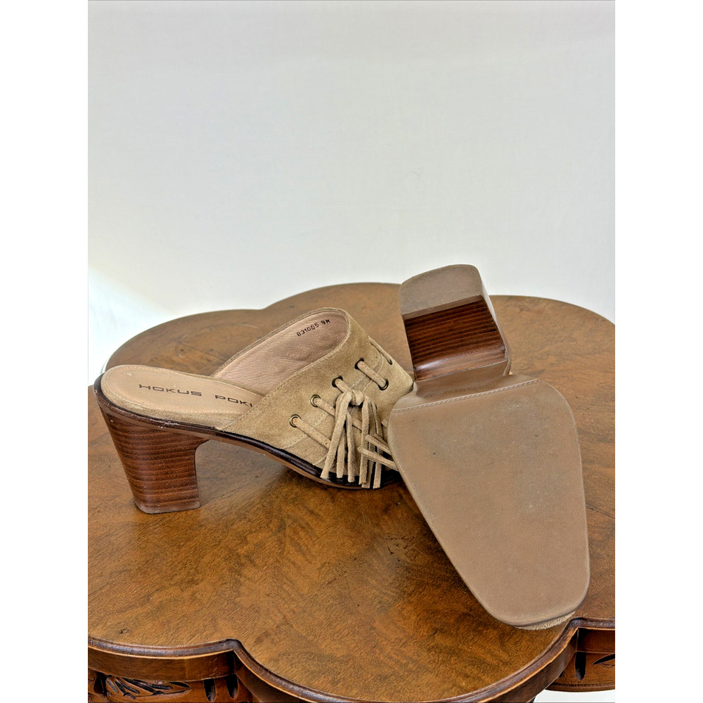 Hokus Pokus Western Bootie Tan Suede Mule Open Back Shoe Ladies Size 9 - Picture 2 of 6